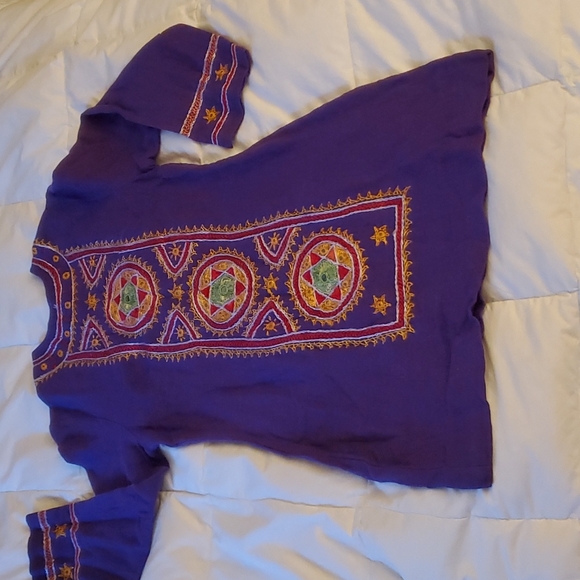 Raja of India Purple Hippie Embroidery Dress - Picture 3 of 9